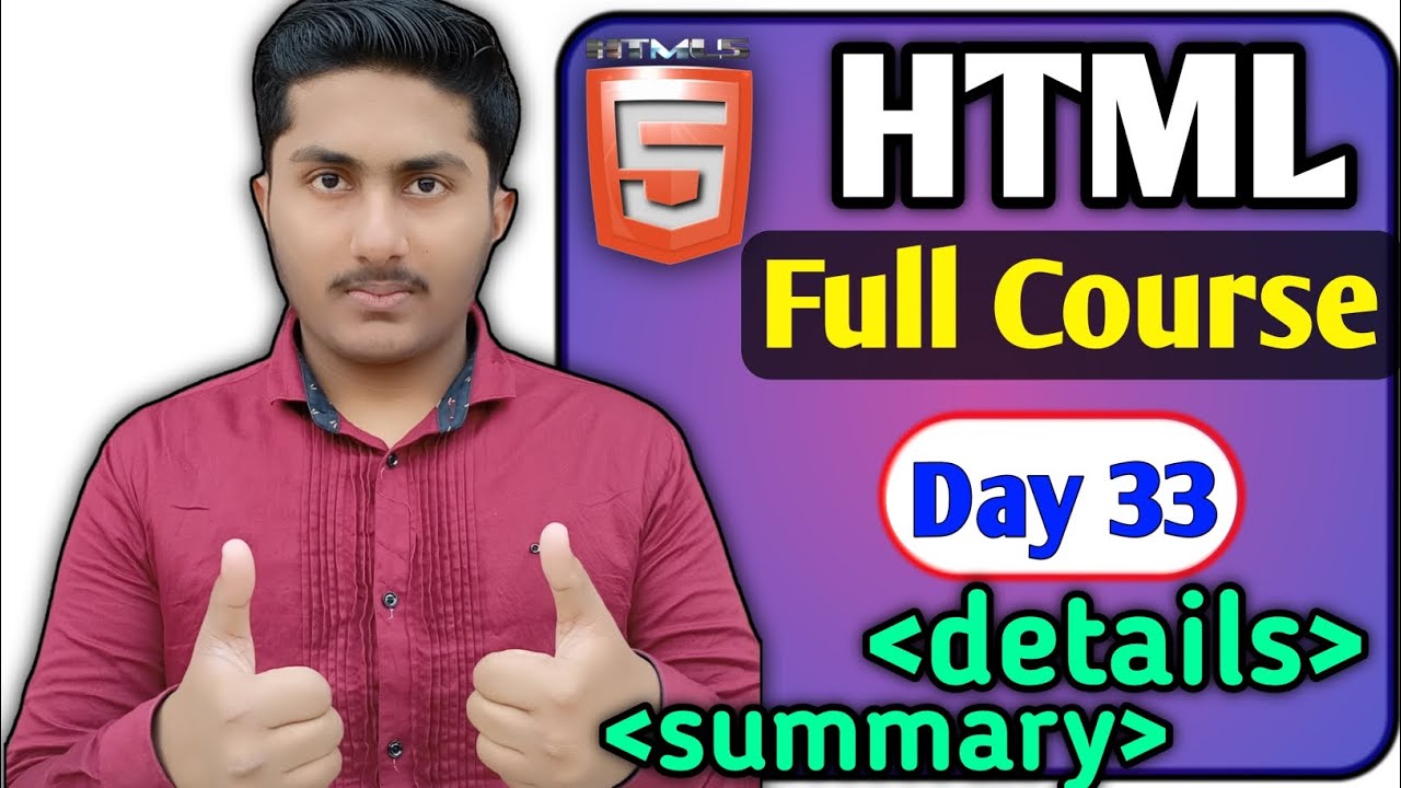 Details tag and Summary tag In HTML 5 Tutorial In Hindi | Details and ...