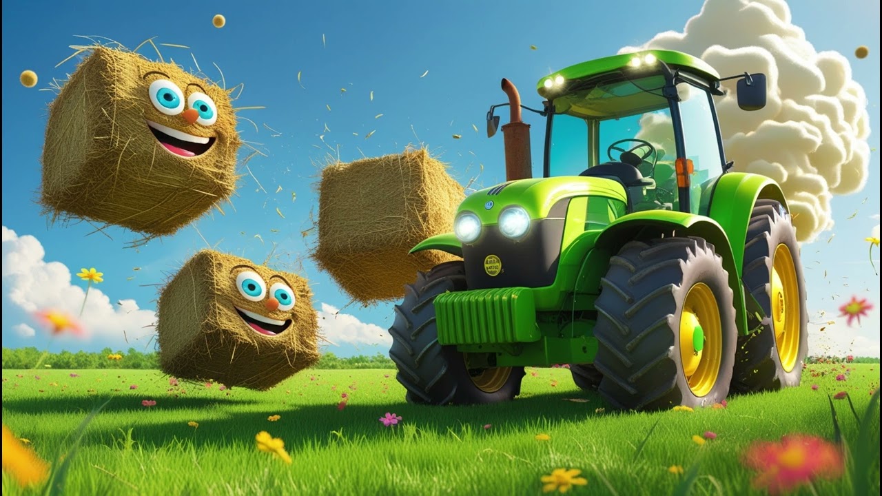 🚜🎶 The Tractor and the Bouncing Hay Bales | A Fun Farm Song for Kids | Baby Tunes 🌾✨