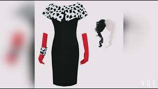 Girls Cruella Dalmatian Cosplay Costume 101 Dalmatians Dress Halloween Role Play Full Sets