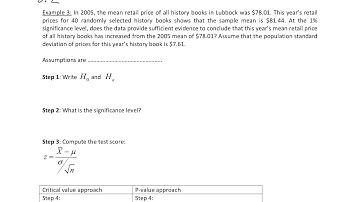 Hypothesis Testing 8.2 and 8.3 - Example 3