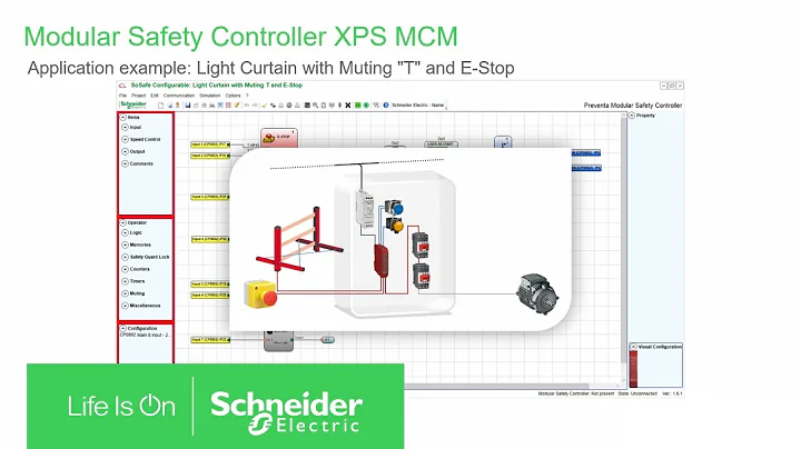 Modicon XPSMCM with Light Curtain, T Muting & Emergency Stop | Schneider Electric