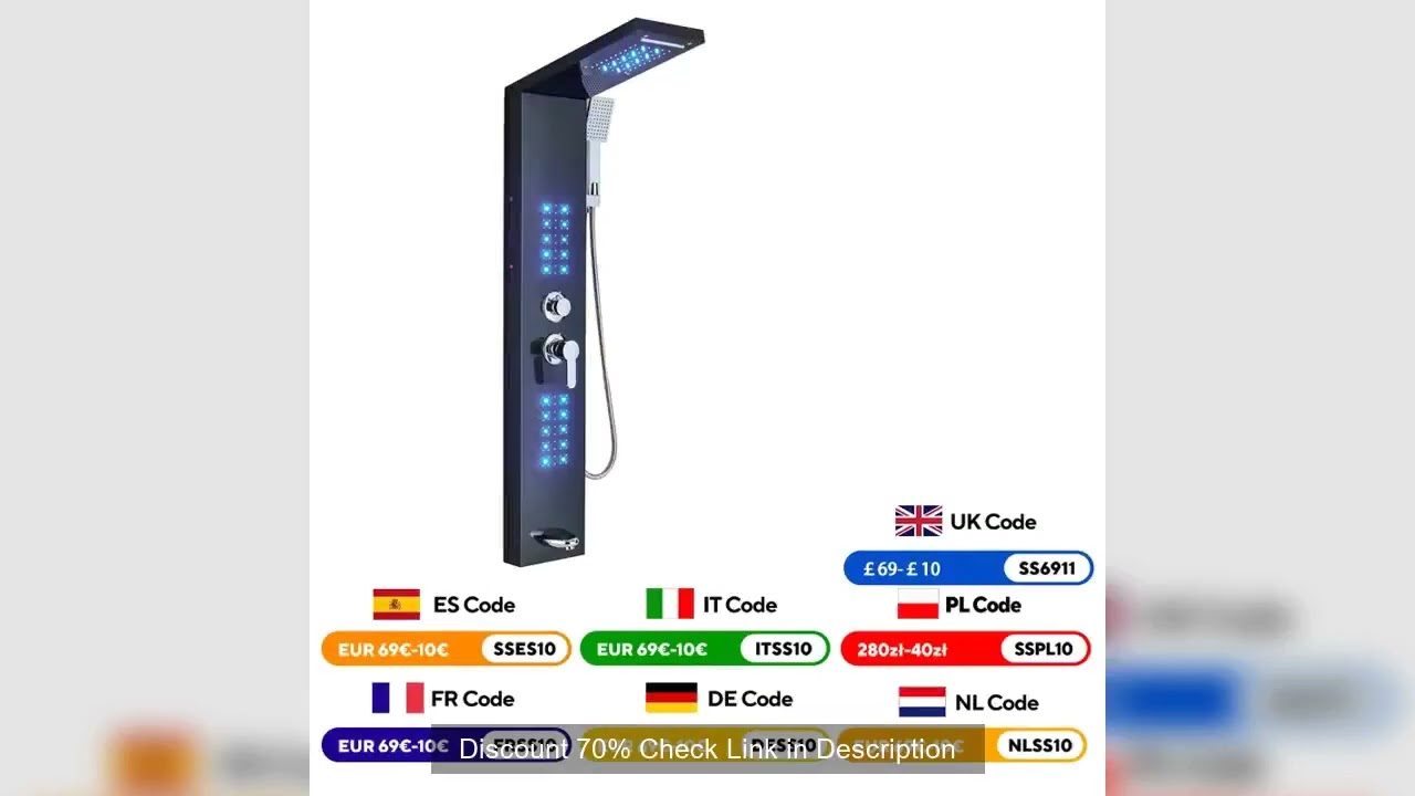 LED Shower Faucet Bathroom SPA Massage Jet Shower Matte Black Column System Waterfall Rain Shower Pa