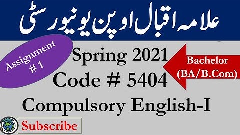 AIOU Code 5404 Solved Asignment No.1 Spring  2021 || Subject: English ( comp ) || Level: Bachelor/BA