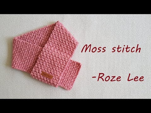 [Roze]DIY 手工 制作/钩针围巾织法/Moss stitch/knitting/crochet/