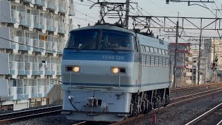 【4K高画質】吹田鮫が代走✨【EF66-124  単機回送】JR貨物EF66形100番台124号機〔吹〕が単機で南流山駅中線に到着停車するシーン（89レ・臨A988・コンテナ輸送）2026.2.2