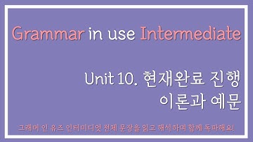 그래머 인 유즈 인터미디엇 Unit10 (현재완료 진행) 이론과 예문