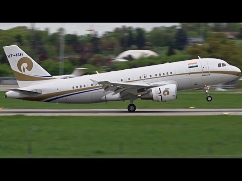 [FullHD] Reliance Industries Airbus A319CJ landing at Geneva/GVA/LSGG