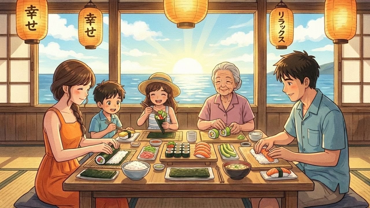 Day 2: A Cozy Day on a Houseboat | Snorkeling & Making Sushi ASMR | Ghibli-Style