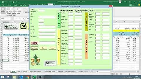 2. Input Transaksi Aplikasi Bank Sampah VBA ver 1.3