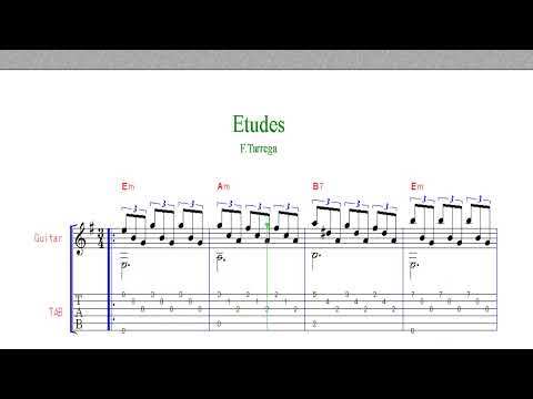 「ロックギタリスト定番」アコギ曲No 4　Emのアルペッジョソロ　TAB譜