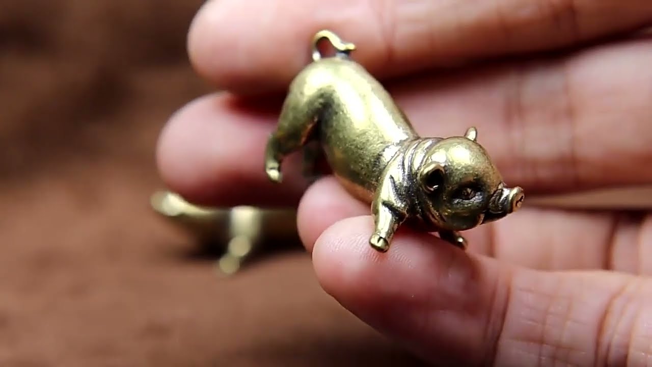 Solid Brass Pig Figurine Miniature Tea Pet Ornament Craft Zodiac Animal Statue