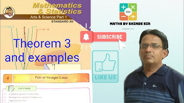 Pair of straight line - Theorem-3 & examples. HSC New syllabus Maharashtra State board.