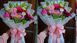 Simple bouquet wrapping tutorial fuzzy wire pipecleaner chenille stem bouquet