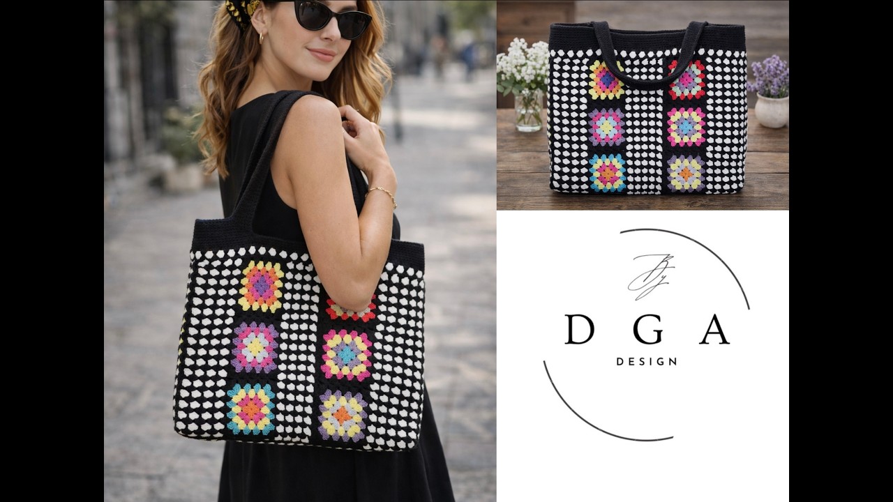 Renkli Motifli Çanta 2.Bölüm / Square, Colorful Patterned BagTutorial Part 2.