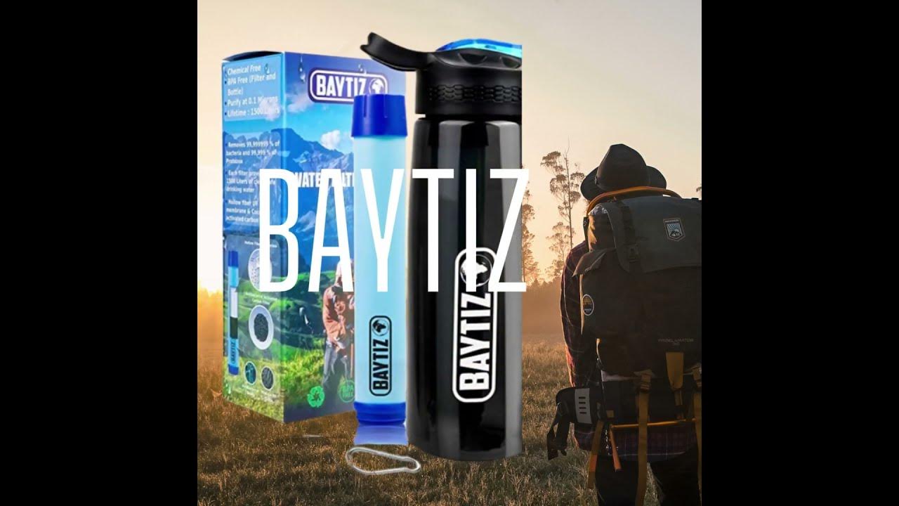 Baytiz  Gourde Filtrante + Paille de Survie au Charbon Actif - Bouteille  Filtre à Eau Nomade 