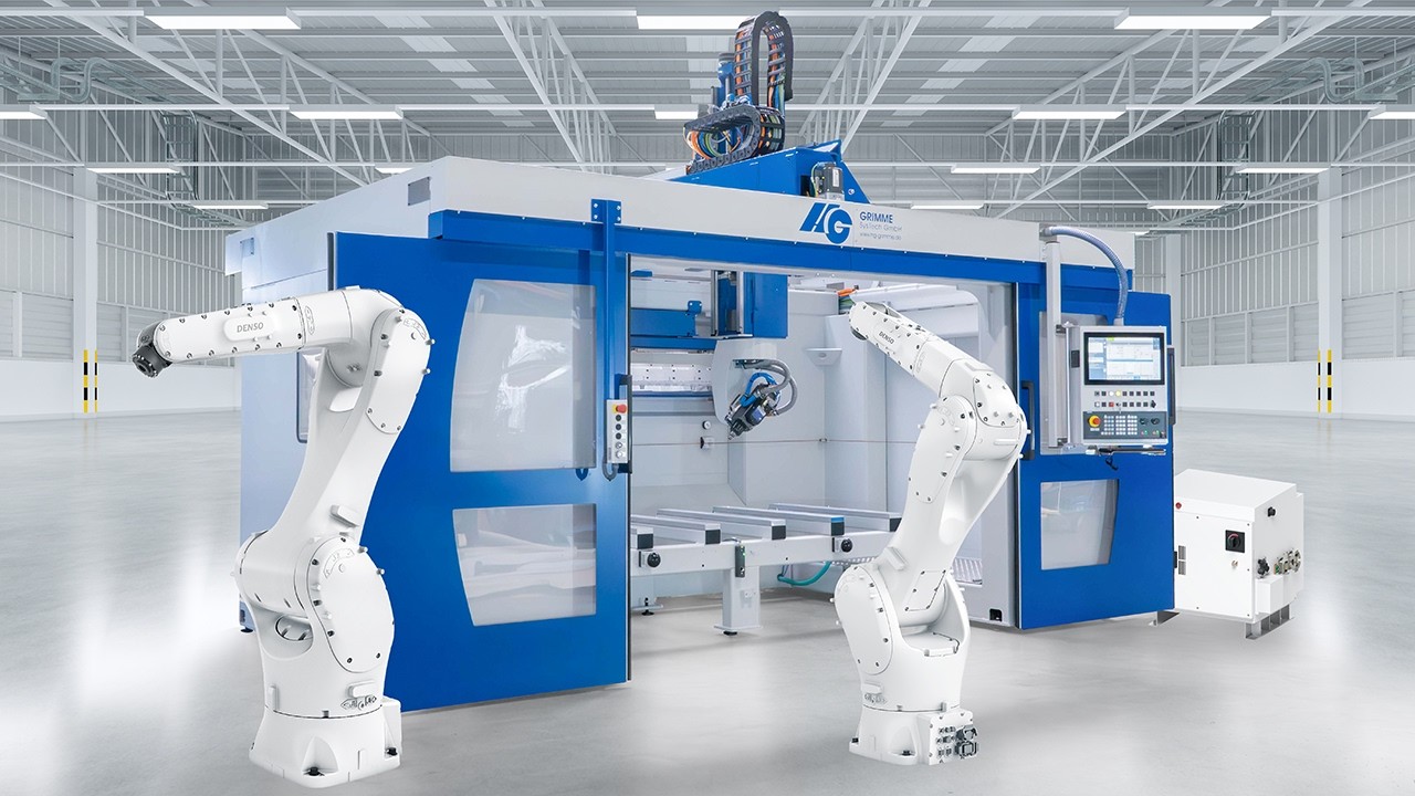 Roboter bestückt CNC Maschine | HG GRIMME SysTech - YouTube