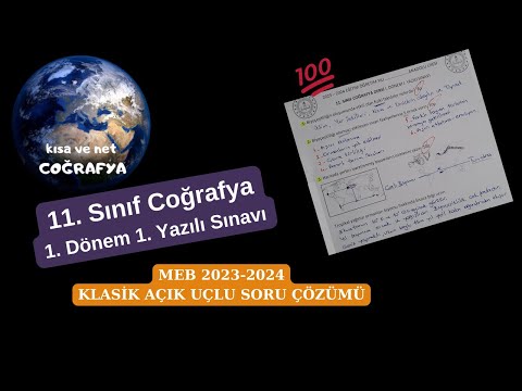 11. Sınıf Coğrafya 1. Dönem 1. Yazılı çözümü 2023-2024 pdf indir çöz