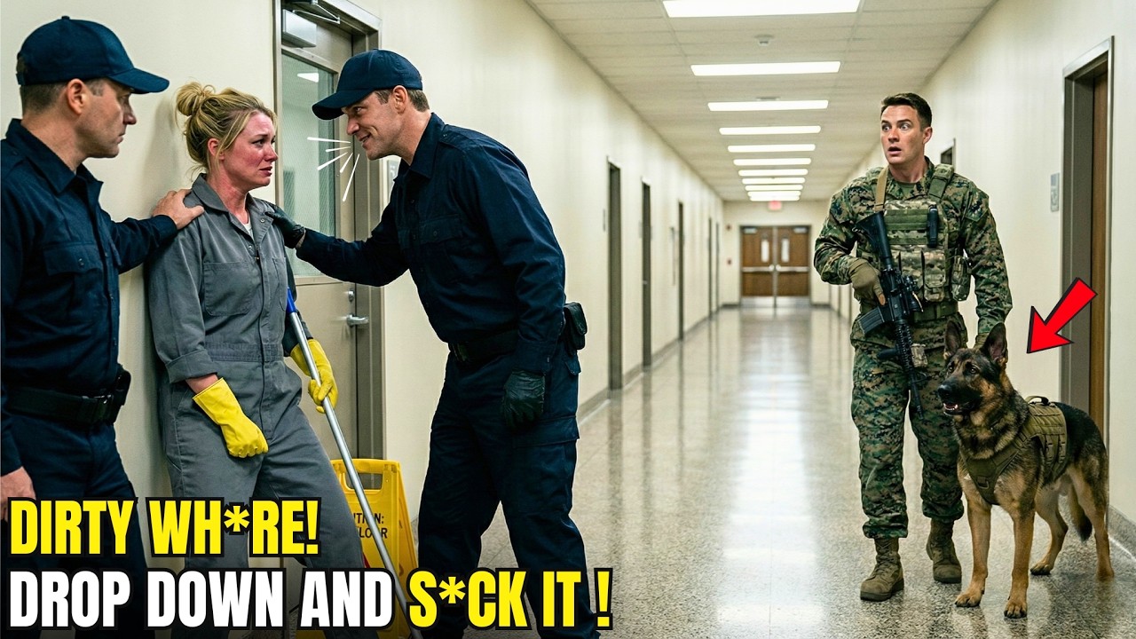 «Ты всего лишь уборщица». Охрана насмехалась над ней — пока морской пехотинец и его служебная соб...