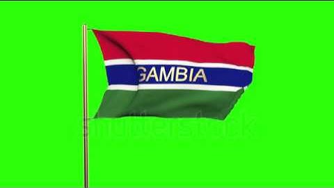Gambia flag with title waving in the wind. Looping sun rises style. Animation loop Stock video by