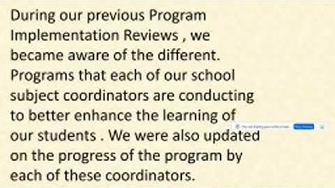 STATEMENT OF PURPOSE - PROGRAM IMPLEMENTATION REVIEW (PIR) - YEAR END REPORT SY 2021 2022 SHES