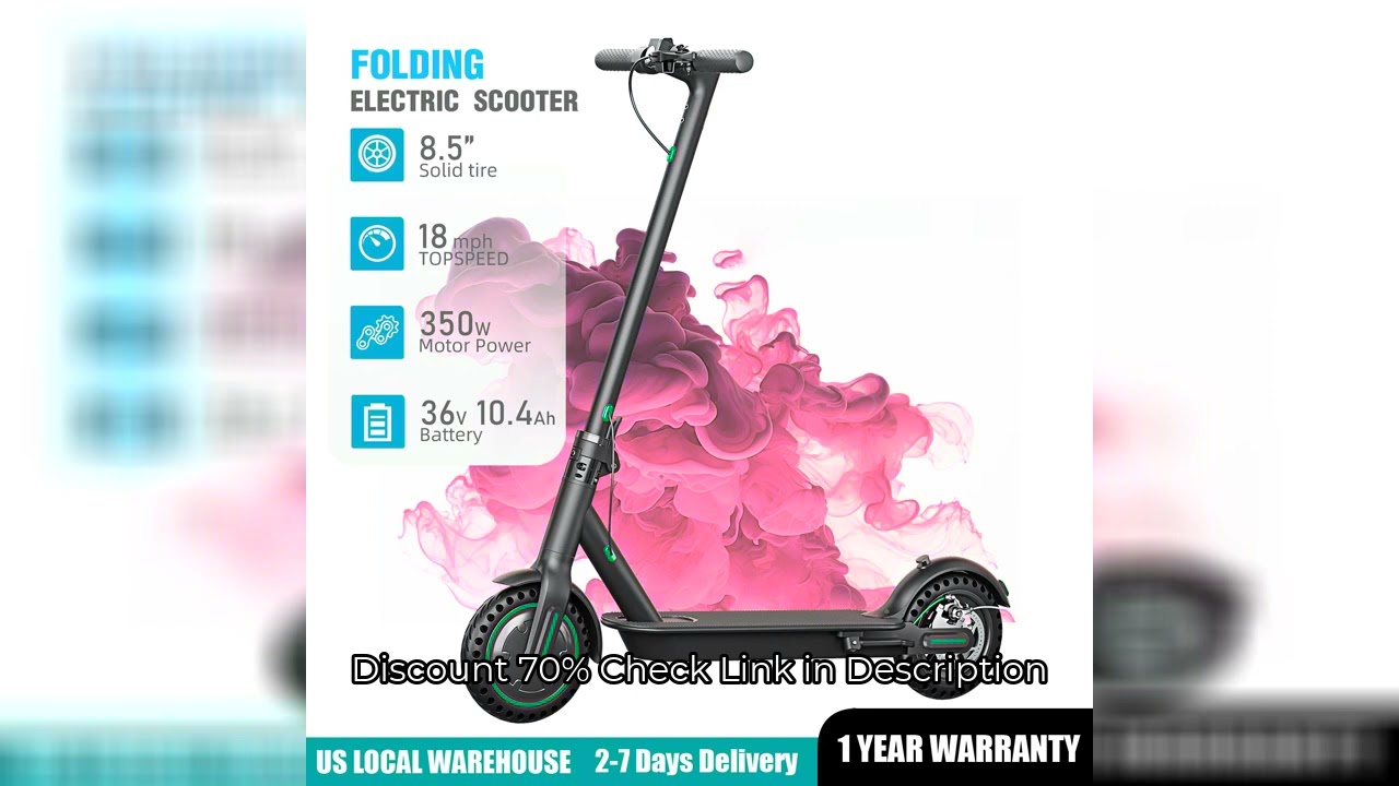 FREEBOY 350W Foldable Electric Scooter for Adults, 8.5'' Solid Tires, Dual Brake System, Lightweight