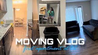MOVING VLOG: Pt 1 | EMPTY APARTMENT TOUR, packing, im a dog mom, cleaning supplies, unboxing, etc.