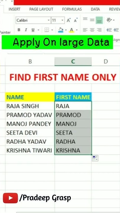 FIND FIRST NAME IN EXCEL | EXCEL MOST USED FUNCTION | EXCEL TIPS ... image.