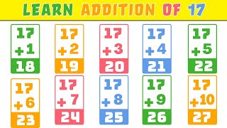 Learn Addition of 17 | Basic Maths for Kids and Kindergarten | Educational Video