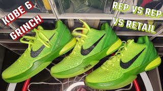 Kobe 6 Grinch Rep vs Rep vs Retail!! Kickwho Godkiller and S2 Batch Comparison