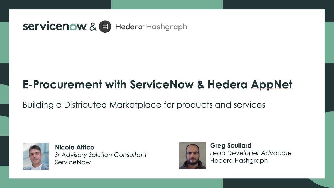 E procurement with ServiceNow and Hedera AppNet