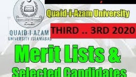 Bioinformatics QAU Third Merit List for Undergraduate Programme (Fall-2020) Bioinformatics