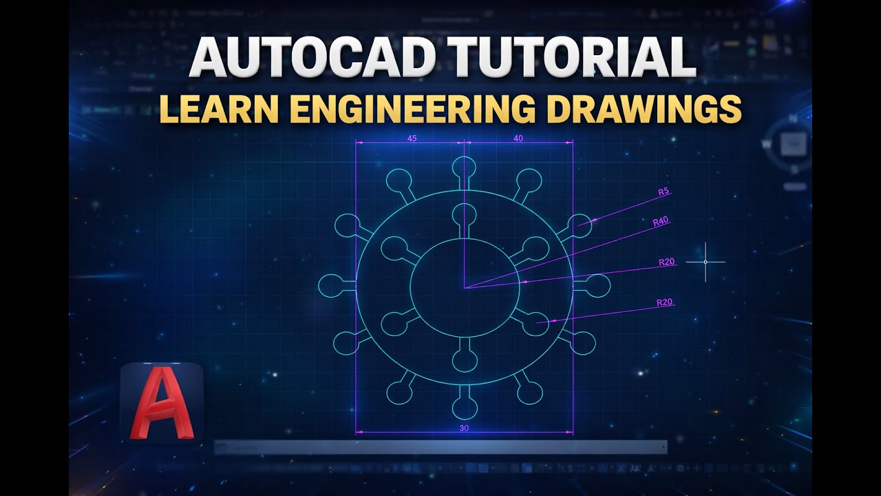 AutoCAD 2D Practice Drawing | Step by Step Tutorial - YouTube