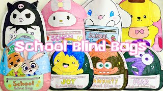 [💸paper diy💸] SANRIO, INSIDE OUT, ZOOTOPIA SCHOOL BLIND BAGS COMPILATION unboxing! | asmr