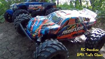 BASHING with NO FEAR (E-Maxx,Stampede,Rustler &ECX Ruckus)BMX TRAIL JUMPS-RC Overdose