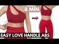 EASY standing workout to burn love handles, 8 min in 7 days challenge, low impact abs & obliques