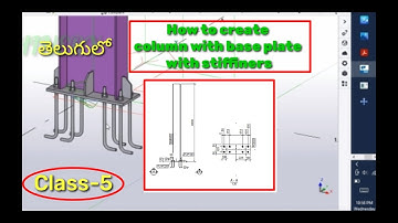 How to create column with base plate with stiffiners in tekla 2021 in telugu tutorial 5