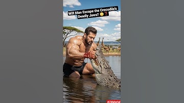 Will Man Escape the Crocodile’s Deadly Jaws? 😳⚡ #salmankhan #crocodile #wildlife