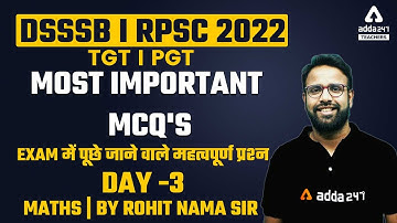 DSSSB/RPSC 2022 | TGT/PGT Maths | Most Important MCQ