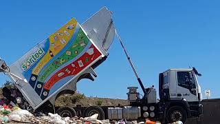 Ballina garbage truck unloading at Landfill