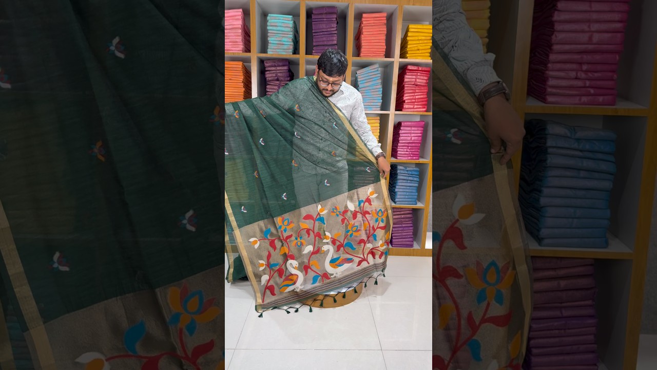 Premium Soft Pure Linen Silk Rajhans Saree