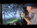 Как рисовать туман в лесу с помощью акрил на холсте