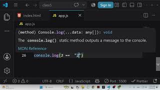 JavaScript Class 5: Comparison Operators