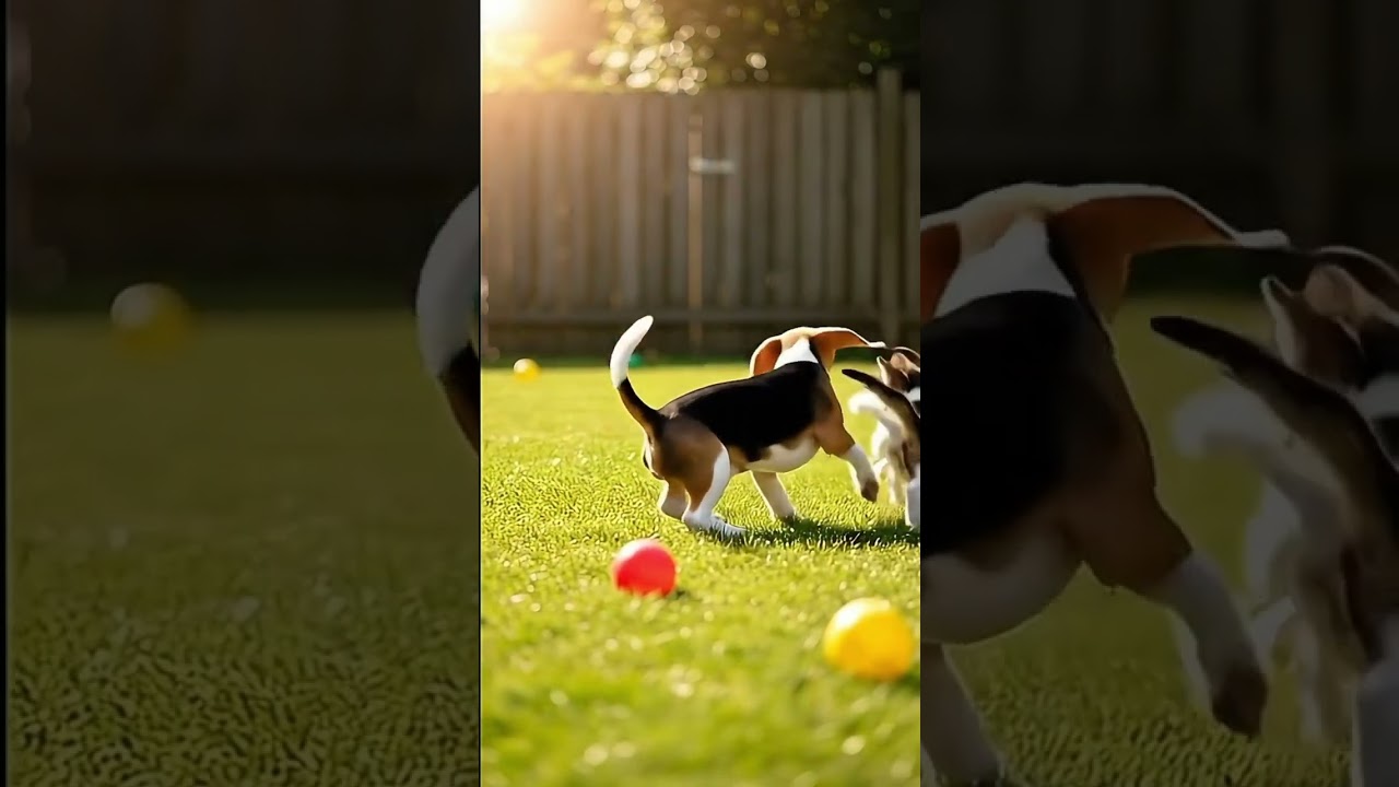 Kittens Chase Beagle Puppy Around Backyard! 🐶🐱🐱 