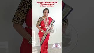 Wrapped in the warmth of Great Grandma 's 100 year old Saree || Simple elegant Styling