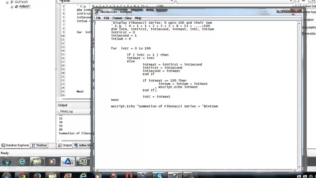 Running VBScript from Command Prompt -Explained with Fibonacci Sereies