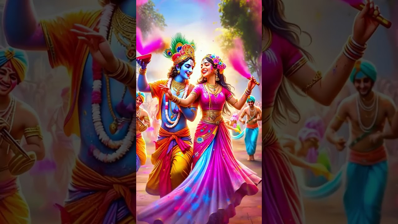 🌸🎨 Watch Radha & Krishna celebrate the most vibrant Holi ever! 💖✨ #happyholi #radhakrishna #love