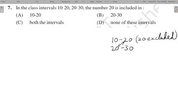 In the class intervals 10-20, 20-30, the number 20 is included in : (A) 10-20 (B) 20-30 (C) both the