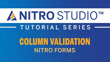 NITRO Studio™ Tutorial Series: NITRO Forms - Column Validations