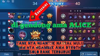 MOBILE LEGENDS - SOLO RANK PAKAI HERO ALICE, JHONSON NGANTUK, LESLEY NGAMBEK SAMA DYROTH. PARAH !!!