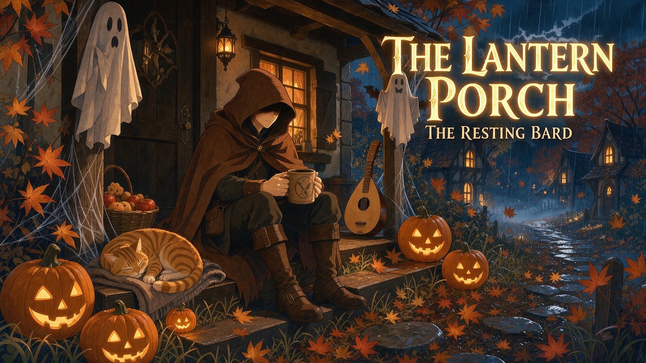 The Lantern Porch 🎃 Cozy Medieval Fantasy Music for a Rainy Halloween Night